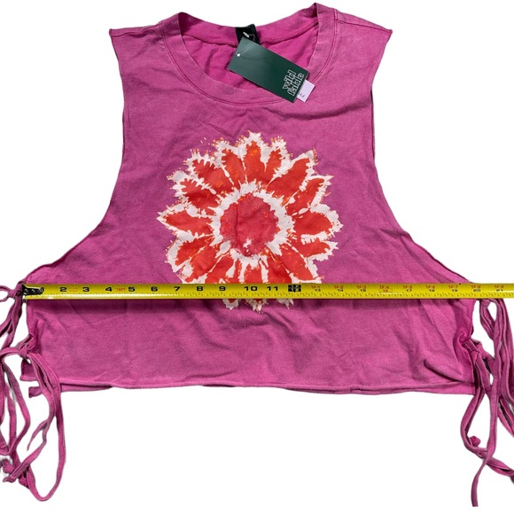 Wild Fable Size Large Bright Pink Floral Side-Tie Cropped Muscle Tank Top NWT - Picture 7 of 9